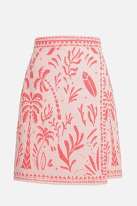 Jacquard Wrap Skirt, Urban Botanic Pattern