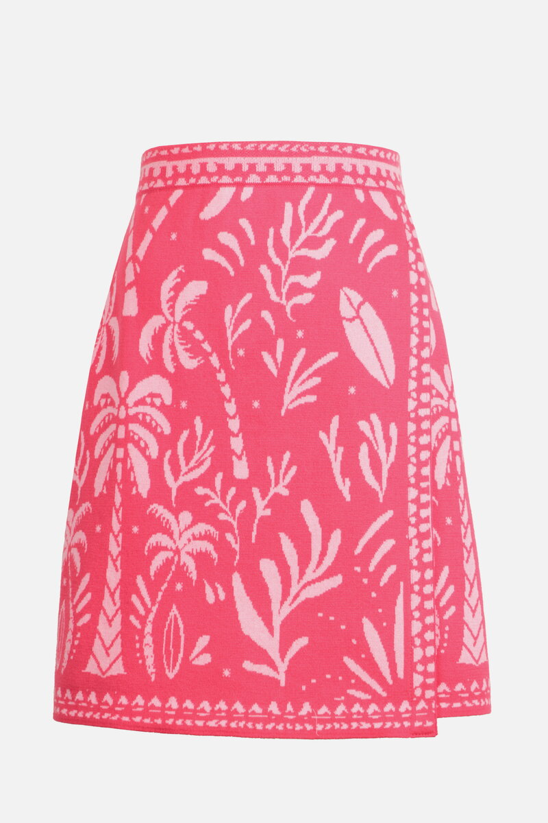 Jacquard Wrap Skirt, Urban Botanic Pattern