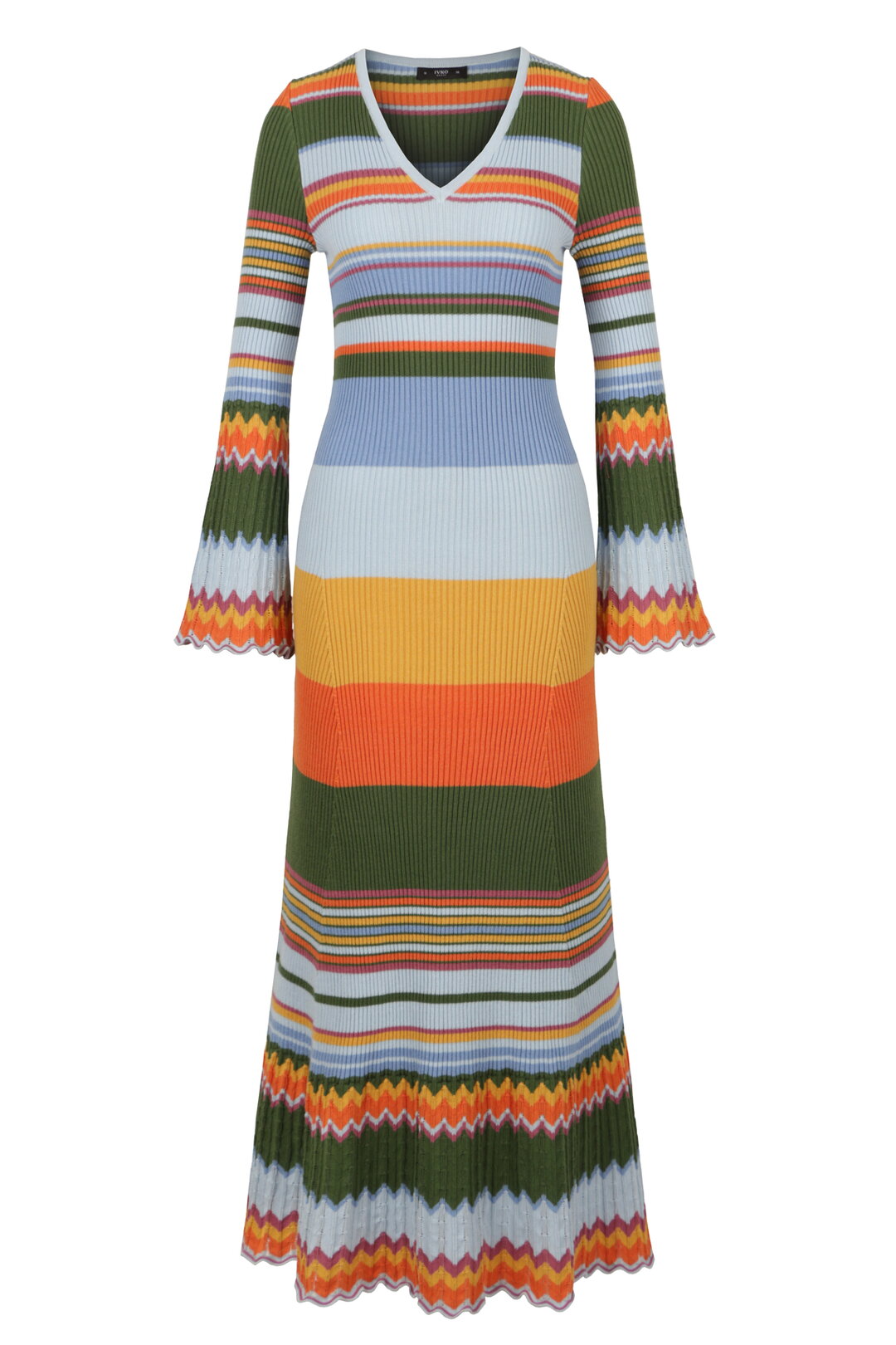 Long Ribbed Dress, Stripe Pattern