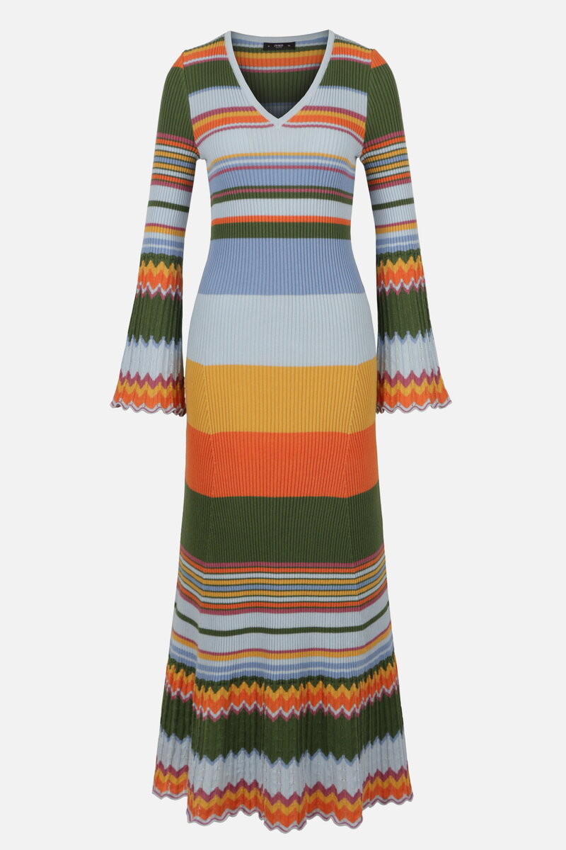 Long Ribbed Dress, Stripe Pattern