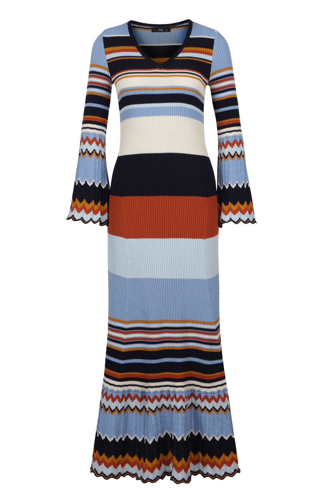 Long Ribbed Dress, Stripe Pattern