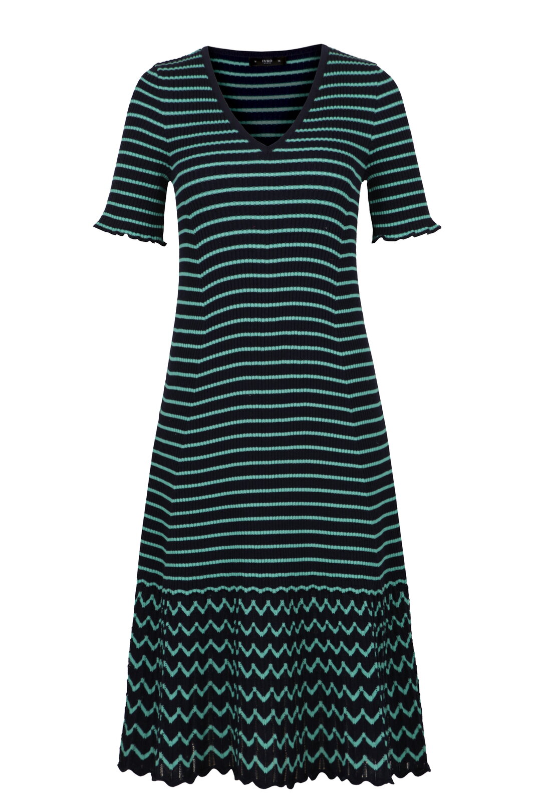 Geripptes Kleid mit Streifen