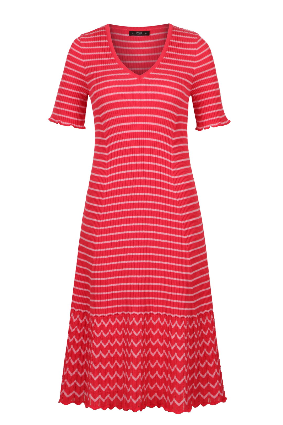 Geripptes Kleid mit Streifen