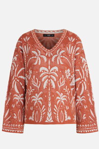 Pullover V-Neck, Urban Botanic Pattern