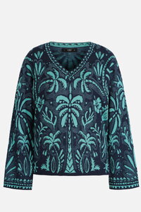 Pullover V-Neck, Urban Botanic Pattern