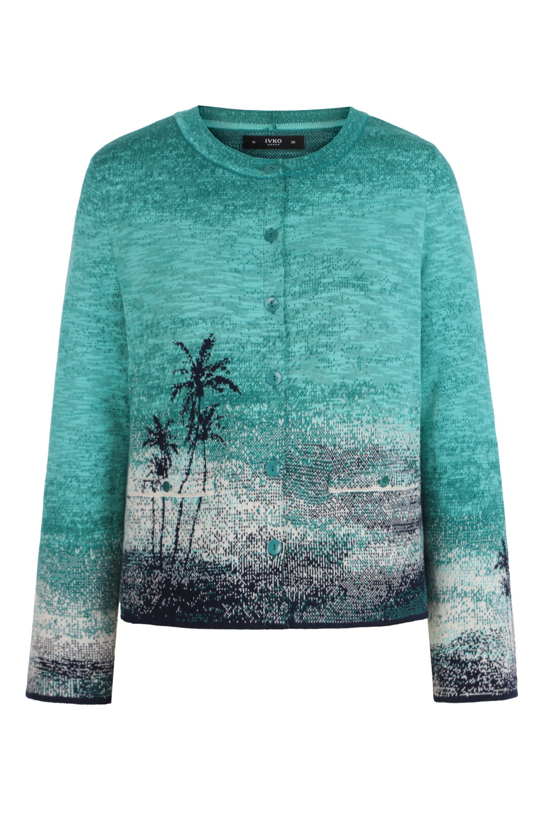 Jacquard Cardigan, Urban Sun Pattern