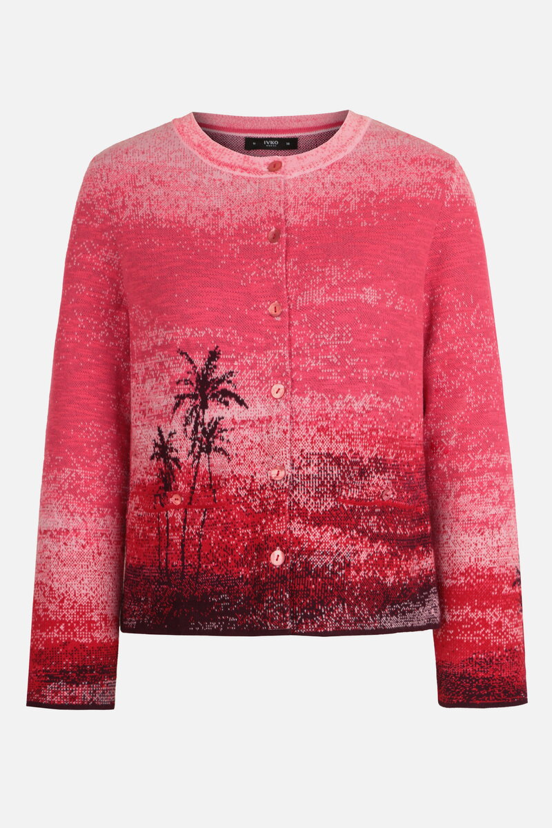 Jacquard Cardigan, Urban Sun Pattern