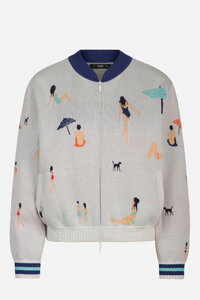 Jacquard Bomber Jacket, Beach Fun Motif
