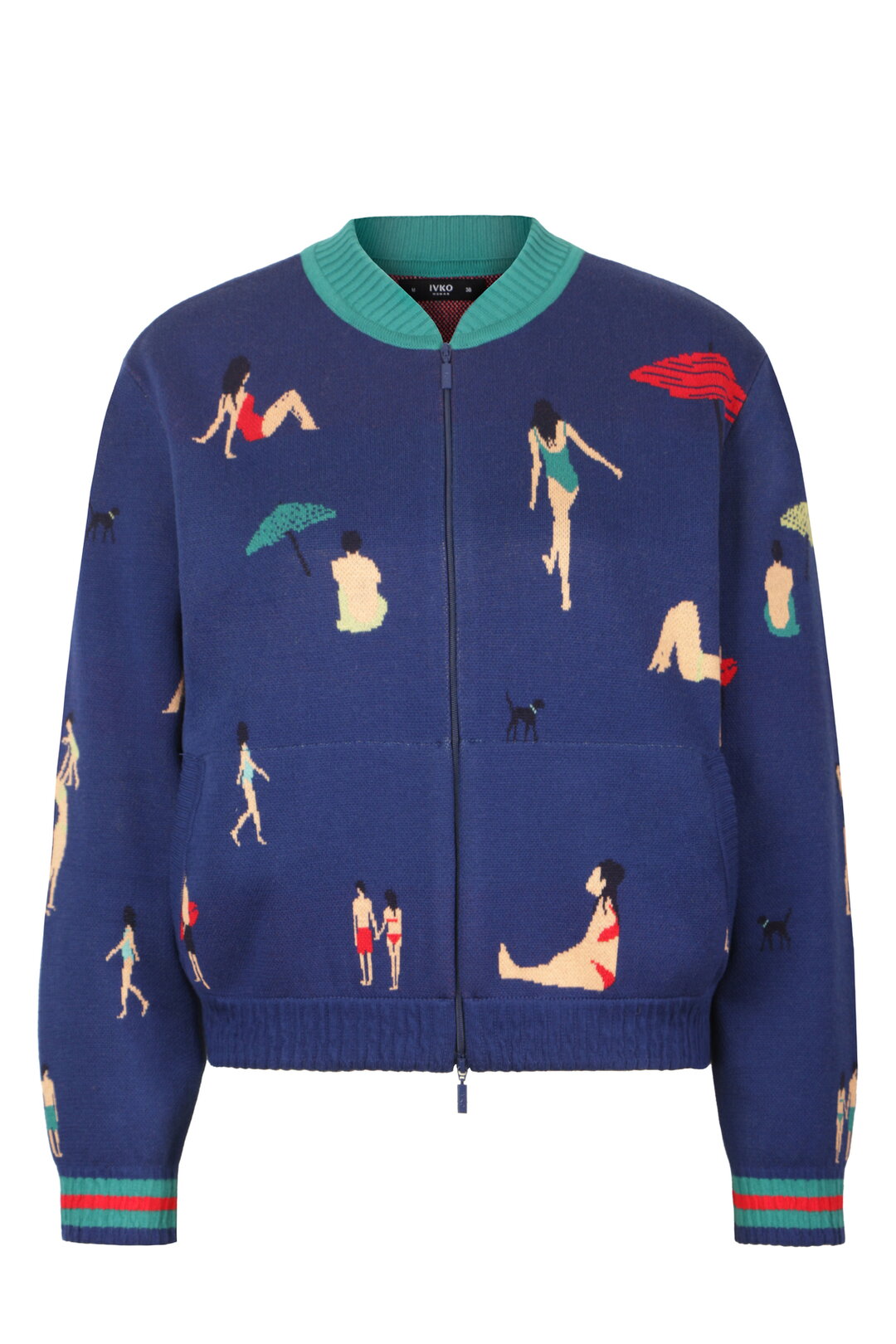 Jacquard Bomber Jacket, Beach Fun Motif