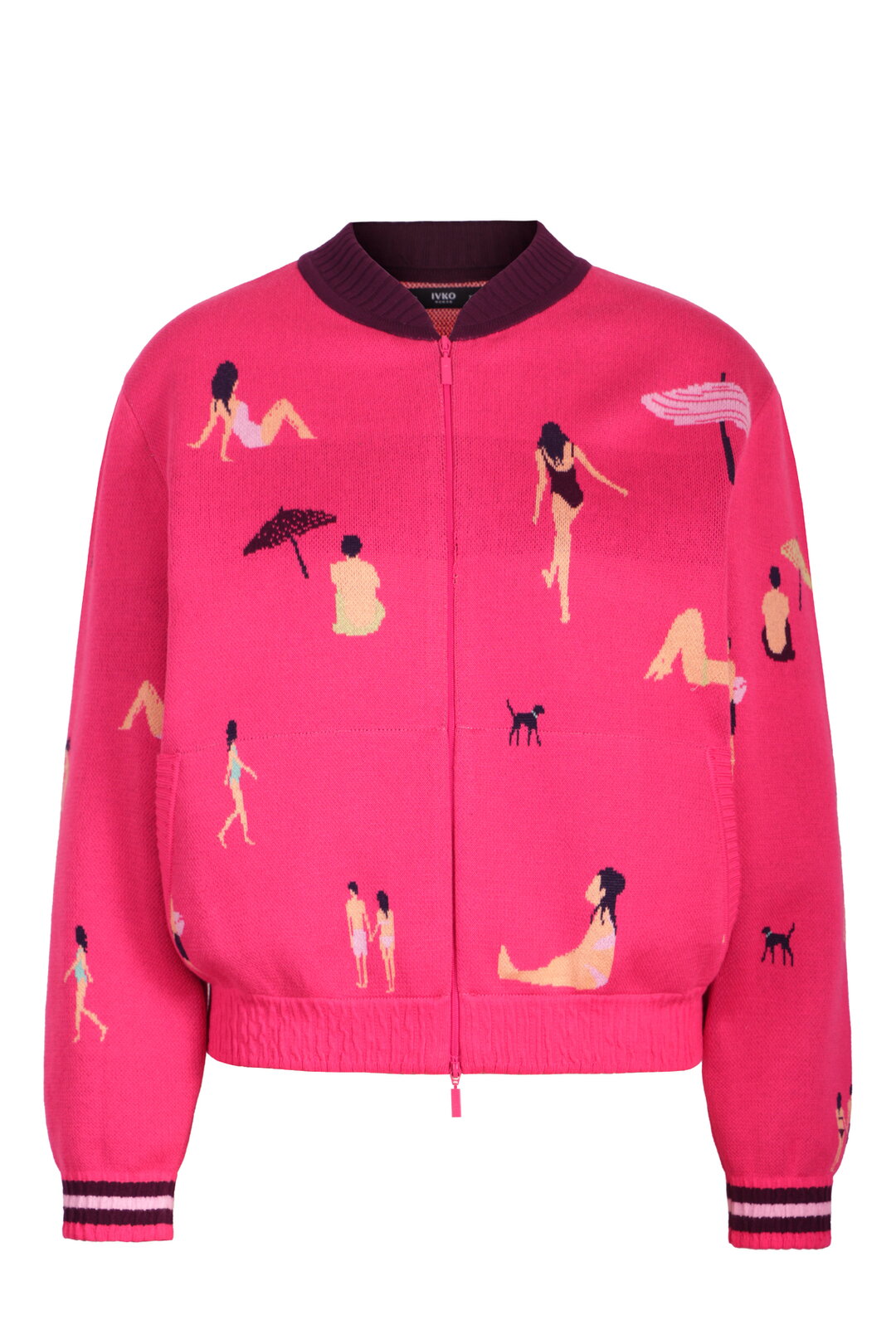 Jacquard Bomber Jacket, Beach Fun Motif