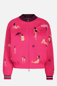 Jacquard Bomber Jacket, Beach Fun Motif