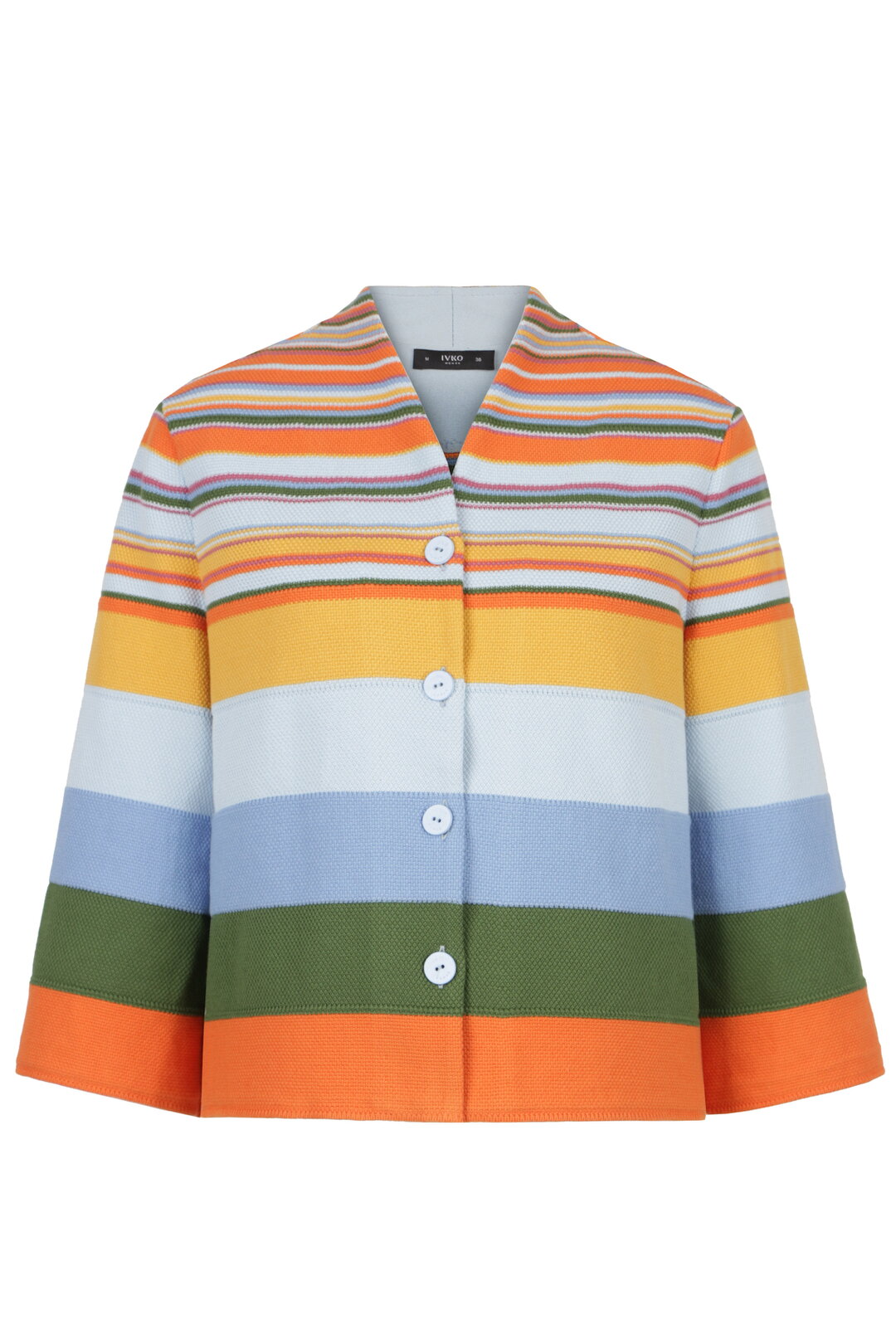 Cardigan With Back Pleat, Stripe Pattern