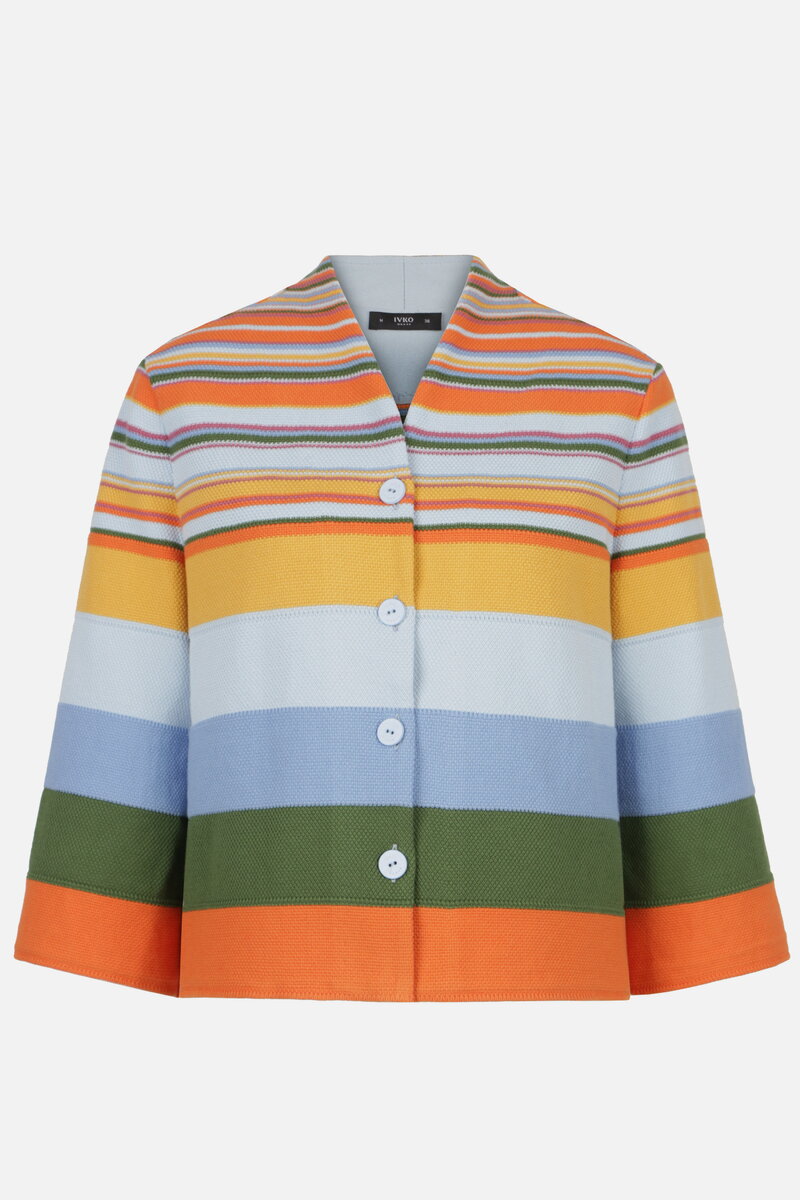 Cardigan With Back Pleat, Stripe Pattern