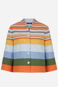 Cardigan With Back Pleat, Stripe Pattern