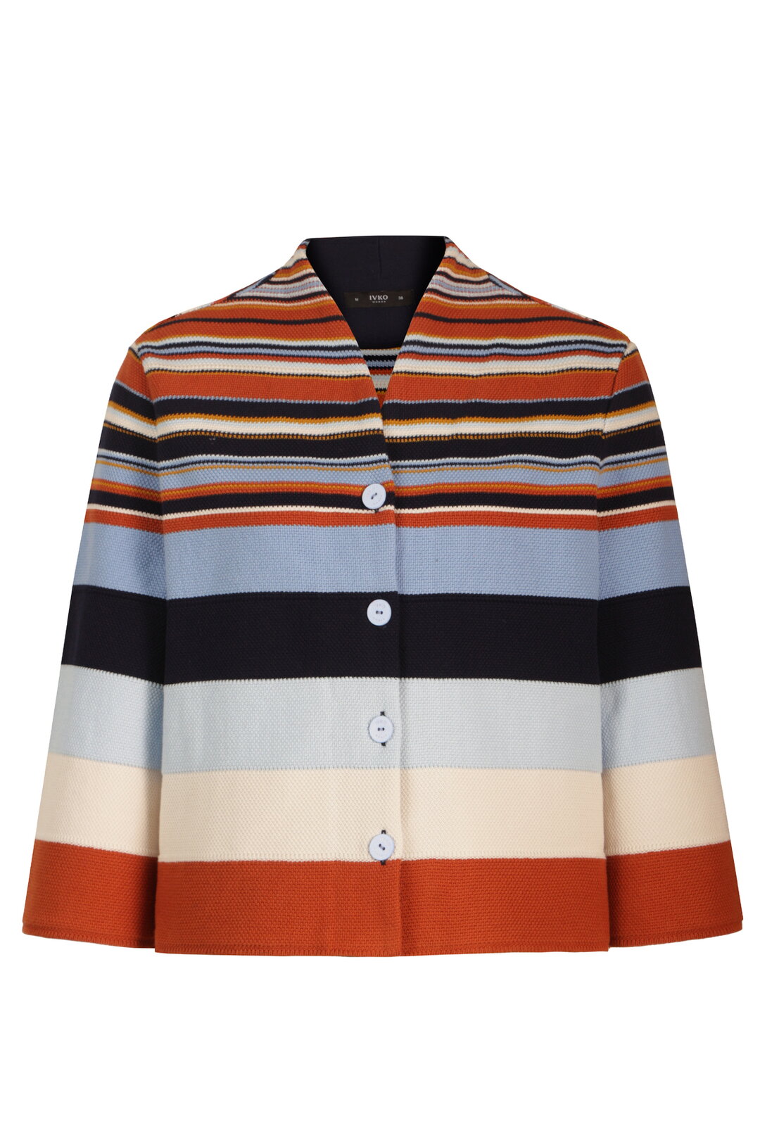 Cardigan With Back Pleat, Stripe Pattern