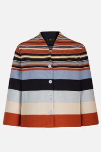 Cardigan With Back Pleat, Stripe Pattern