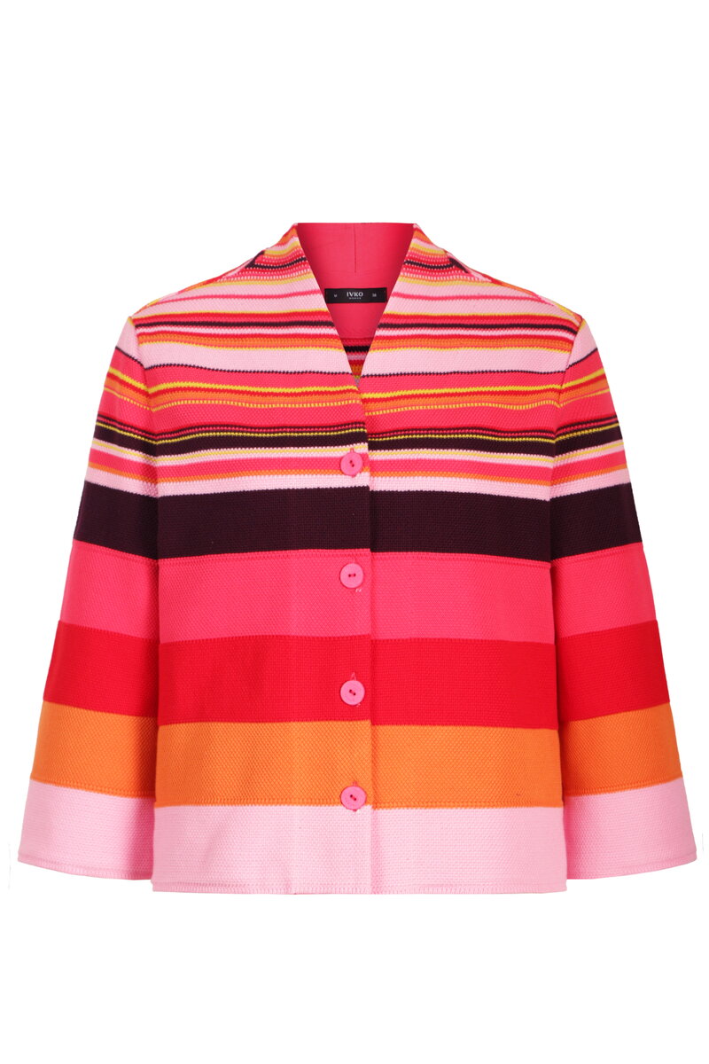 Cardigan mit Rückenfalte, Streifenmuster