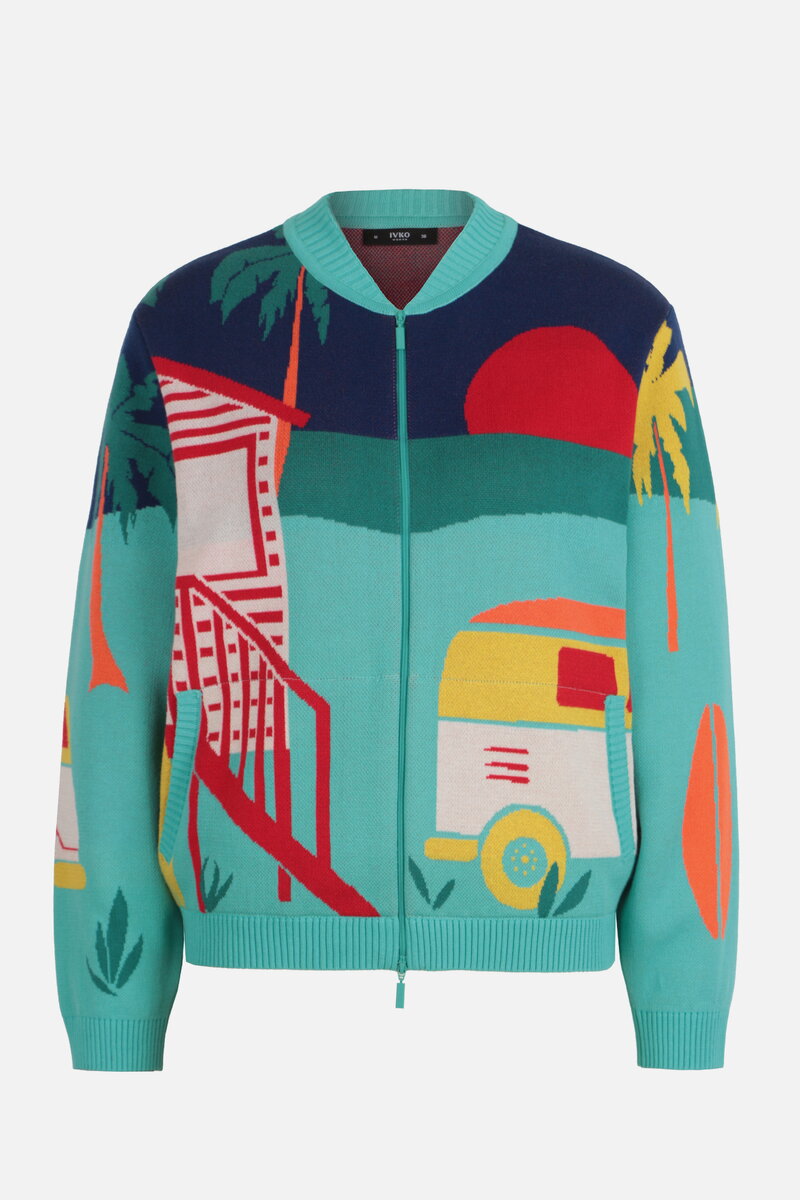 Jacquard Bomber Jacket, Urban Fun Pattern