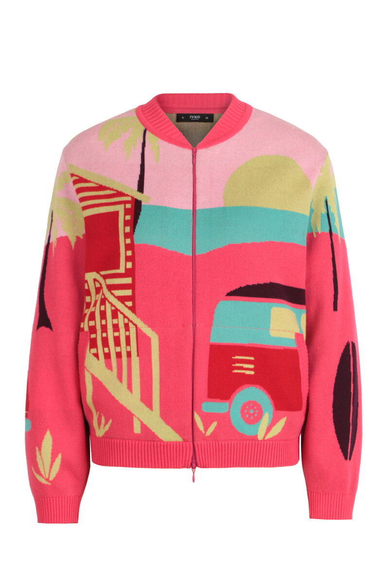 Jacquard Bomber Jacket, Urban Fun Pattern
