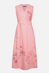 Linen Dress with Embroidery, Floral Pattern