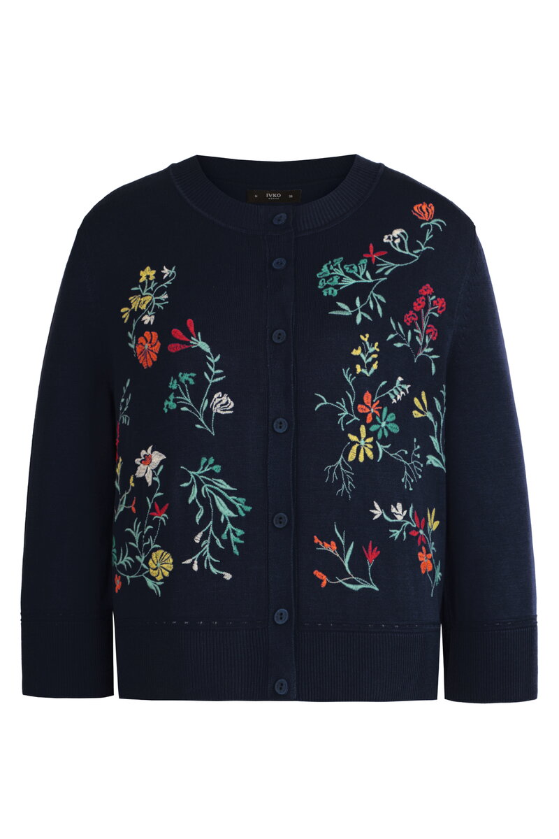 Bestickter Cardigan, Floralmuster