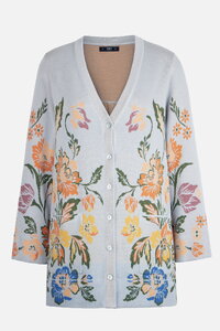 Cardigan with floral motif, pleated back