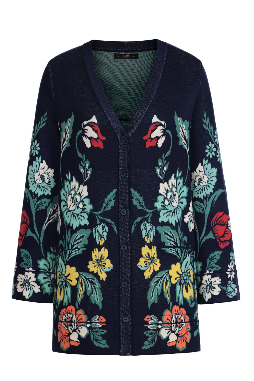 Cardigan with floral motif, pleated back