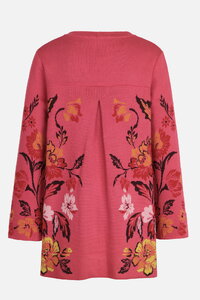 Cardigan with floral motif, pleated back