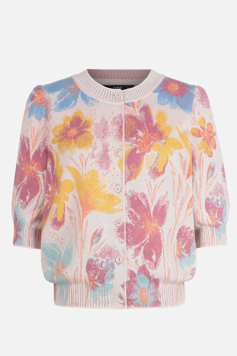 Short Sleeve Cardigan, Floral Pattern