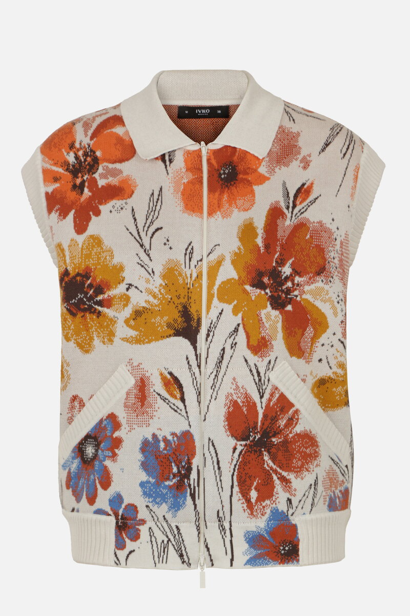Jacquard Vest, Floral Pattern