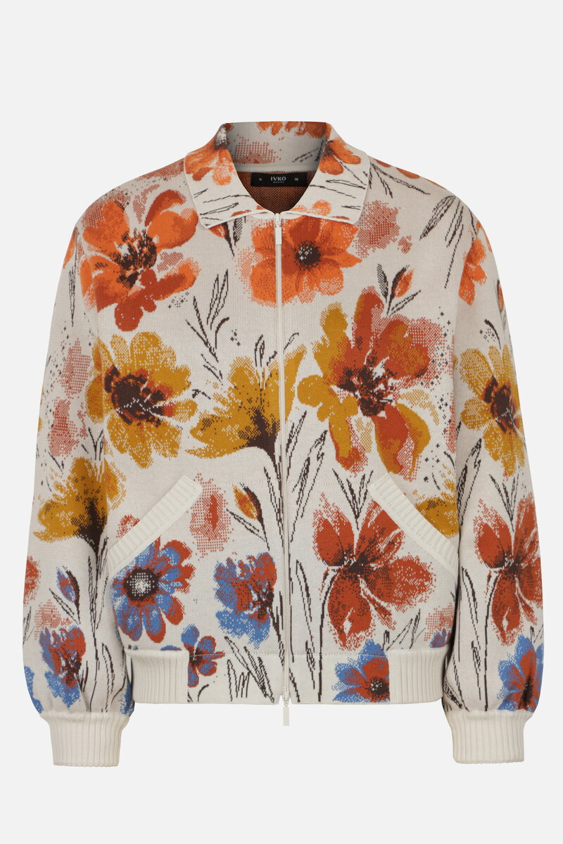 Jacquard Bomber Jacket, Floral Pattern