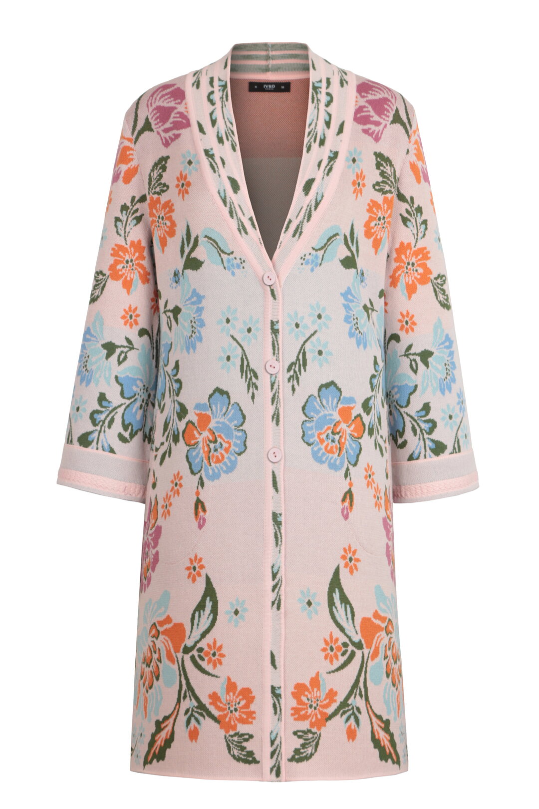 Jacquard Coatigan, Floral Pattern