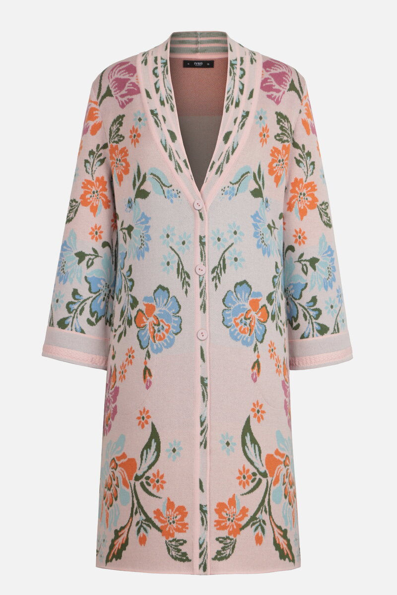 Jacquard Coatigan, Floral Pattern