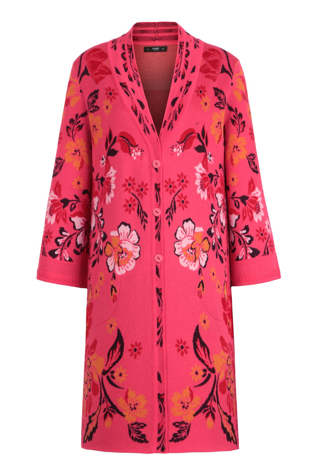 Jacquard Coatigan, Floral Pattern