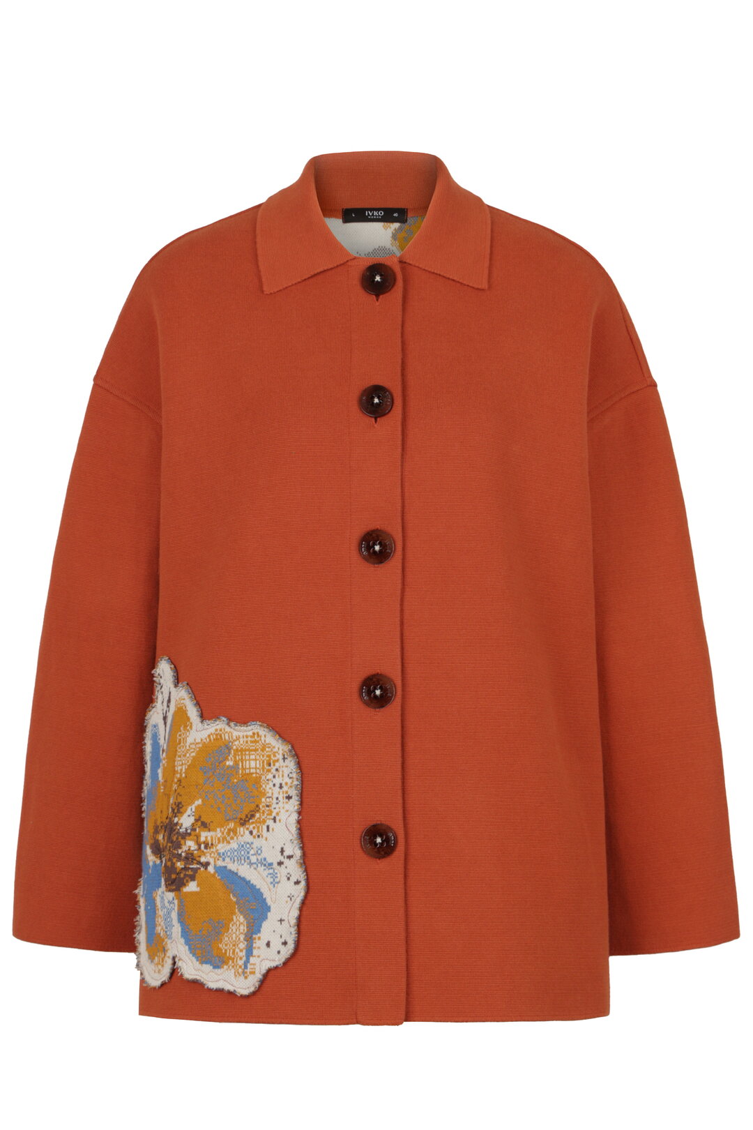 Coat with Appliqué and Embroidery, Floral Pattern