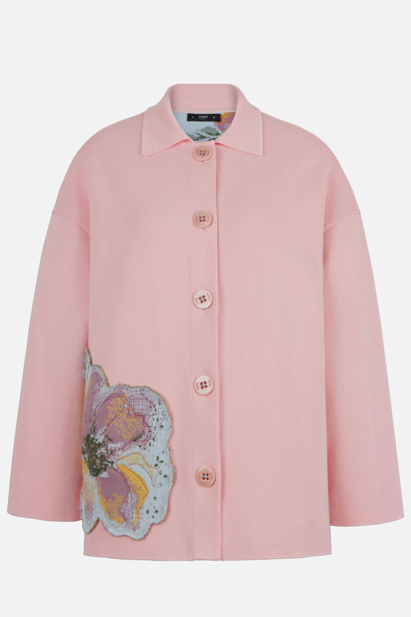 Coat with Appliqué and Embroidery, Floral Pattern