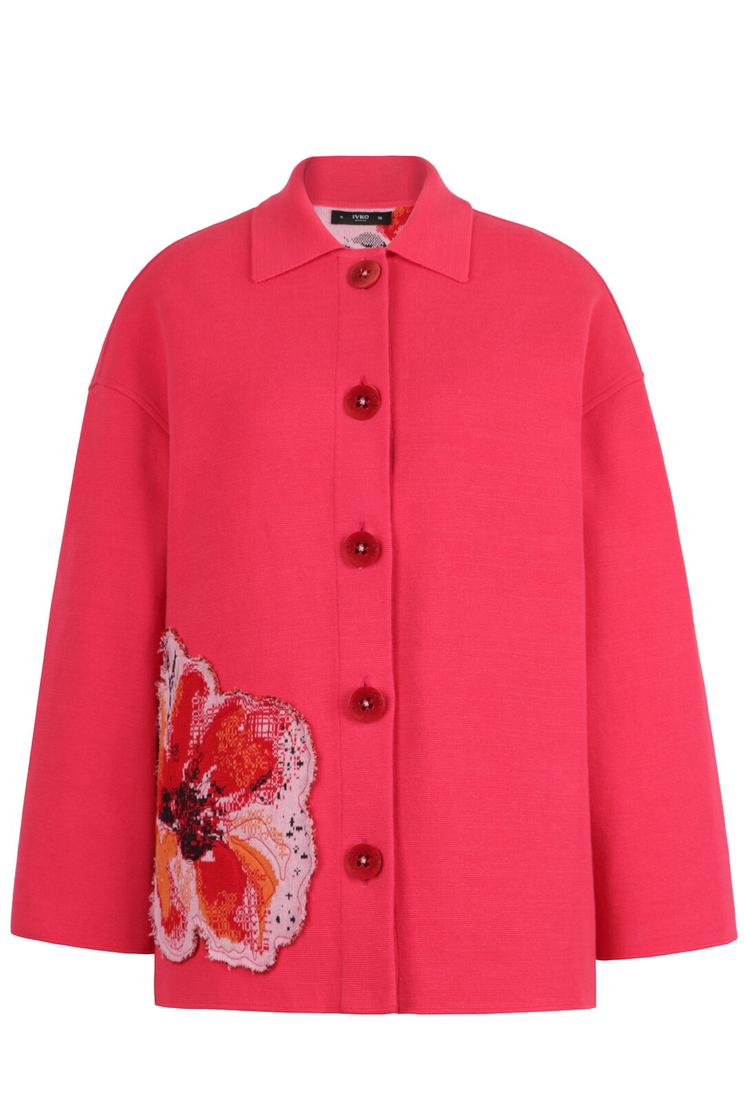 Coat with Appliqué and Embroidery, Floral Pattern