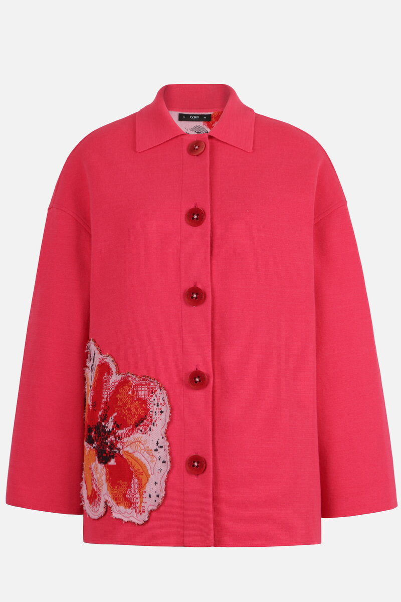 Coat with Appliqué and Embroidery, Floral Pattern