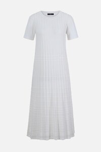 Jednobojna Rebrasta Haljina sa O-Izrezom