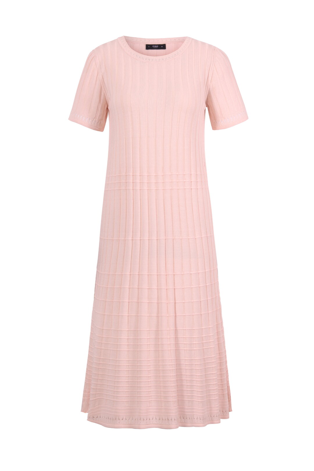 Solid O-Neck Ribbed Dress