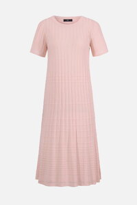 Solid O-Neck Ribbed Dress