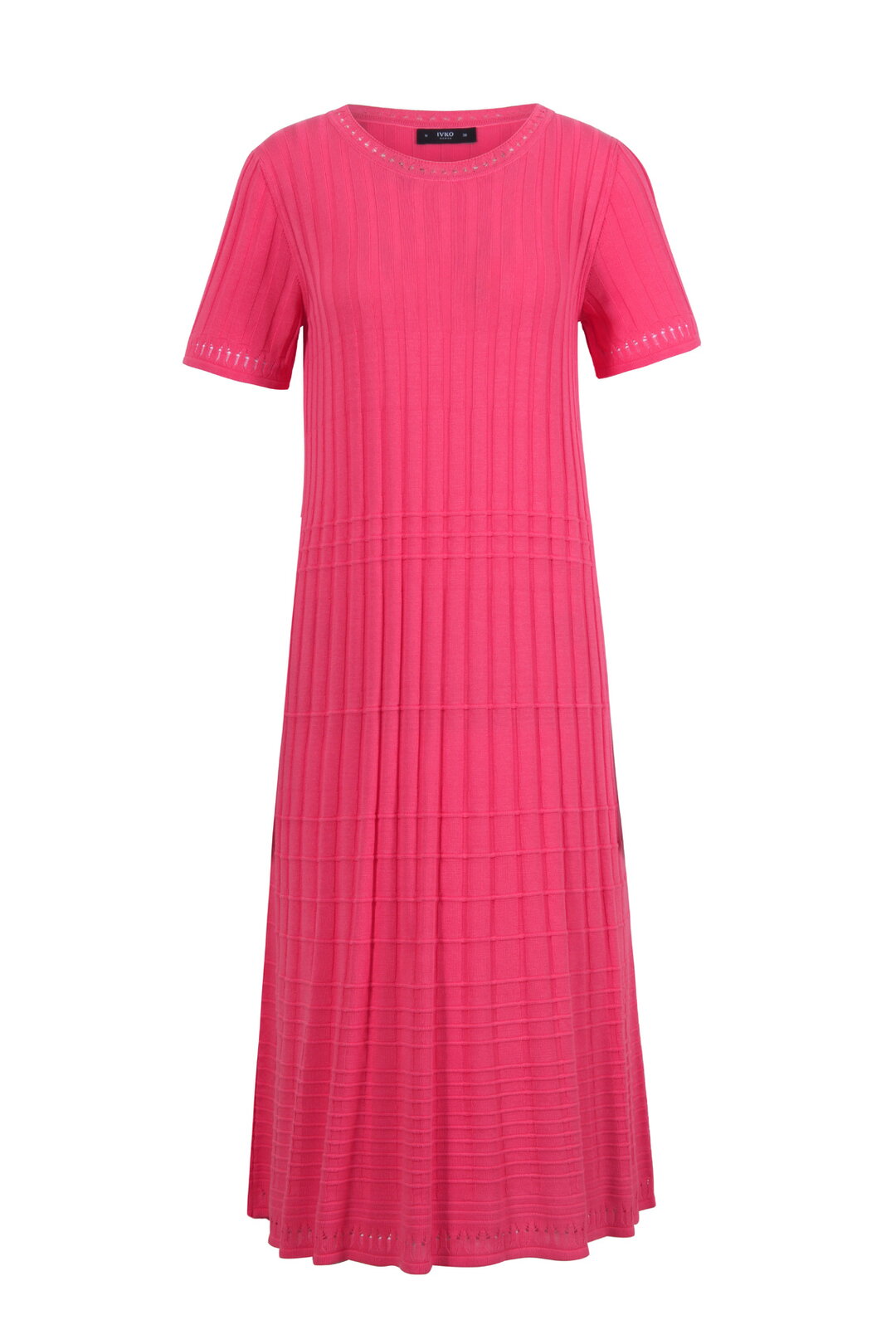 Solid O-Neck Ribbed Dress