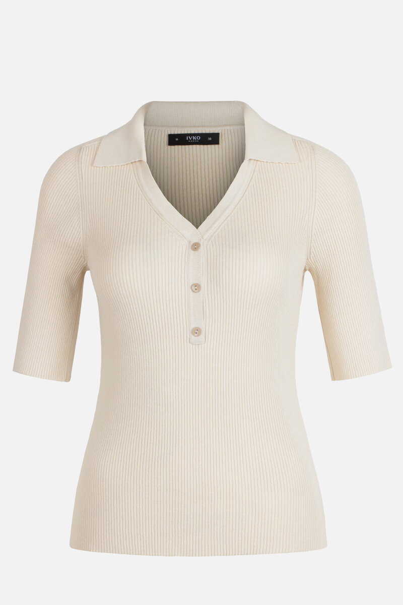 Ribbed Pullover with Collar