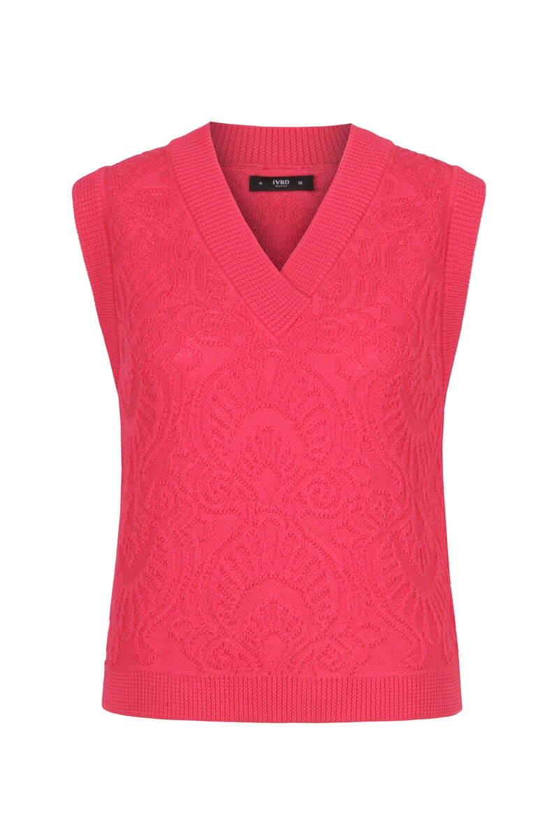Ärmelloser Pullover, Brokatmuster
