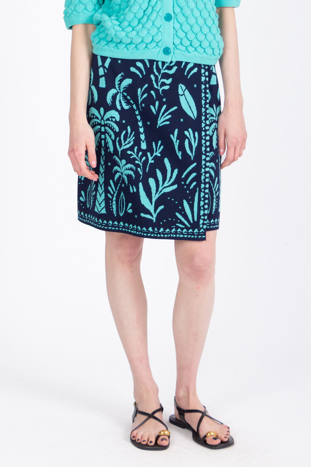 Žakardna Suknja na Preklop, Urban Botanik Motiv