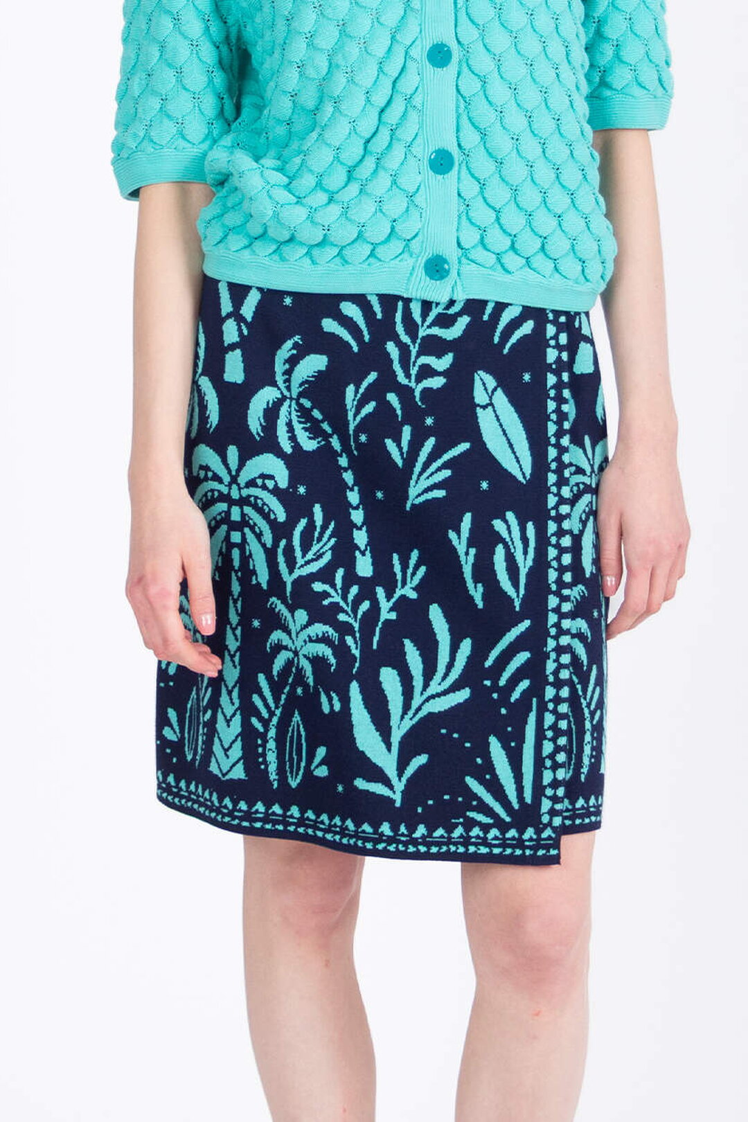 Žakardna Suknja na Preklop, Urban Botanik Motiv