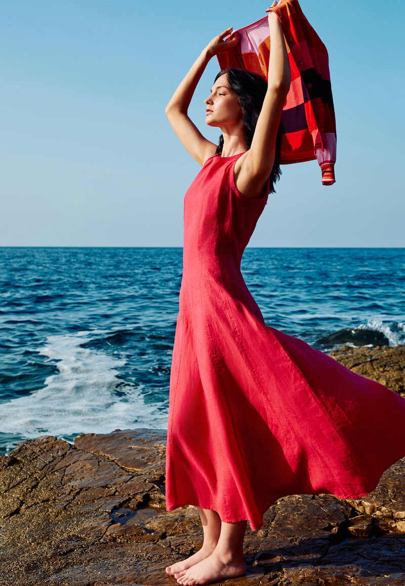 Linen Dress - Pink - Dresses and skirts - Ivko Woman