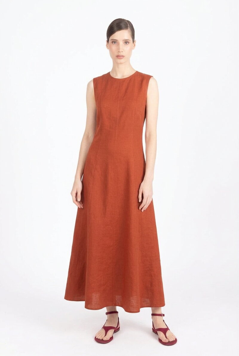 Linen Dress - Bronze - Dresses and skirts