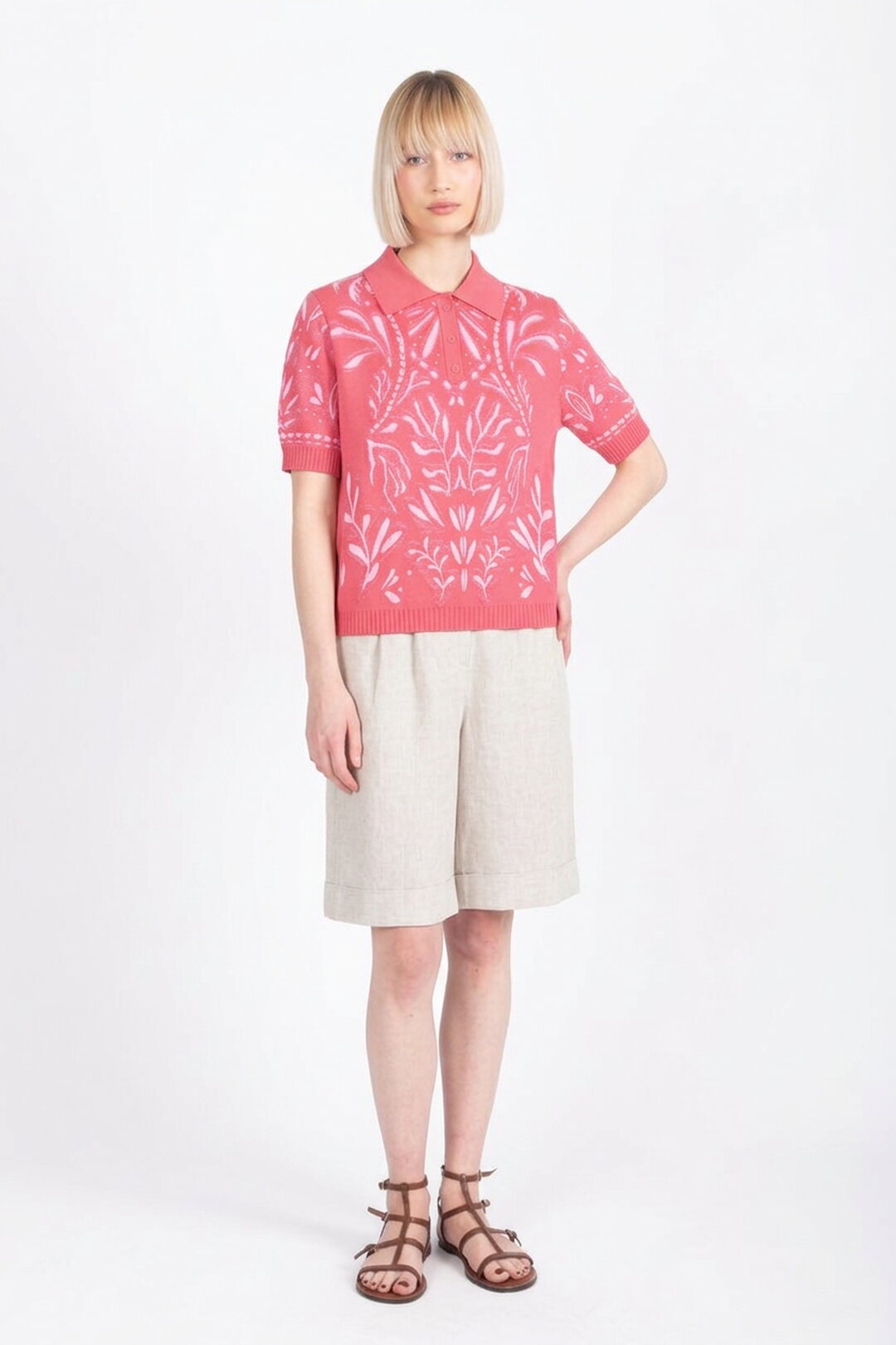 Jacquard Pullover, Urban Botanic Pattern