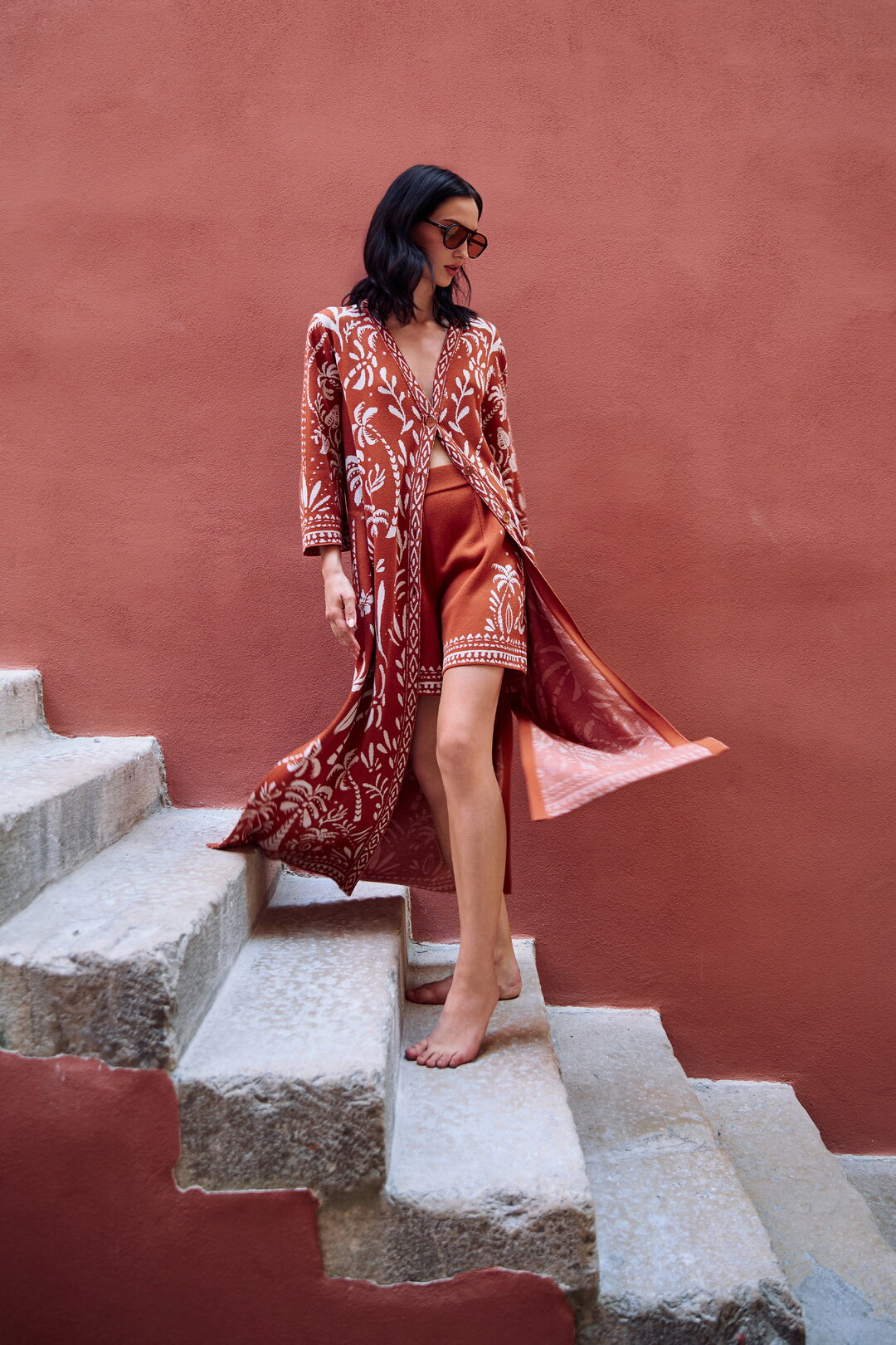 Jacquard-Shorts, Urban Botanic Motiv